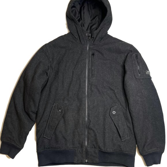 Vans Other - Vans Off the Wall Hooded Jacket Coat Mens Large Full Zip Lined Wool Blend